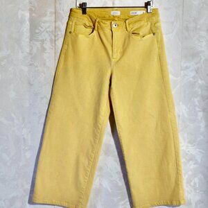 J. Jill Size 6P Petite | Mustard Yellow Wide-Leg Cropped Denim Jeans | High Rise